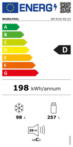 Whirlpool W9 931D KS alulfagyasztós hűtőszekrény fekete