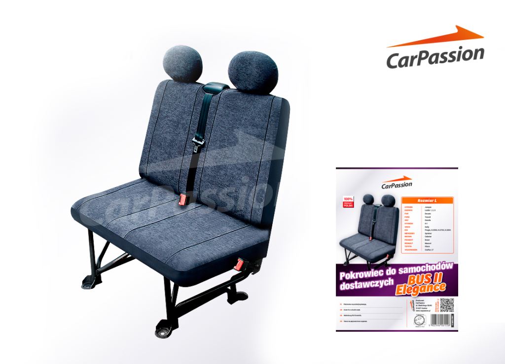 CarPassion BUS II Elegance kisteherautó textil üléshuzat, kétszemélyes L-es (30212)