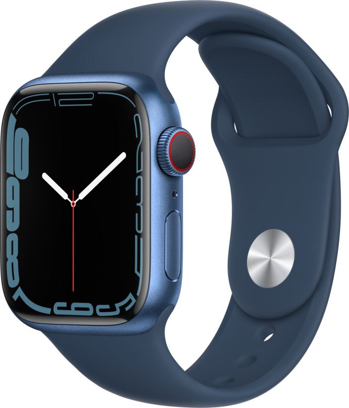 Apple Watch Series 7 GPS+Cellular 41mm kék aluminium tok, mély indigókék sportszíj (MKHU3HC/A)
