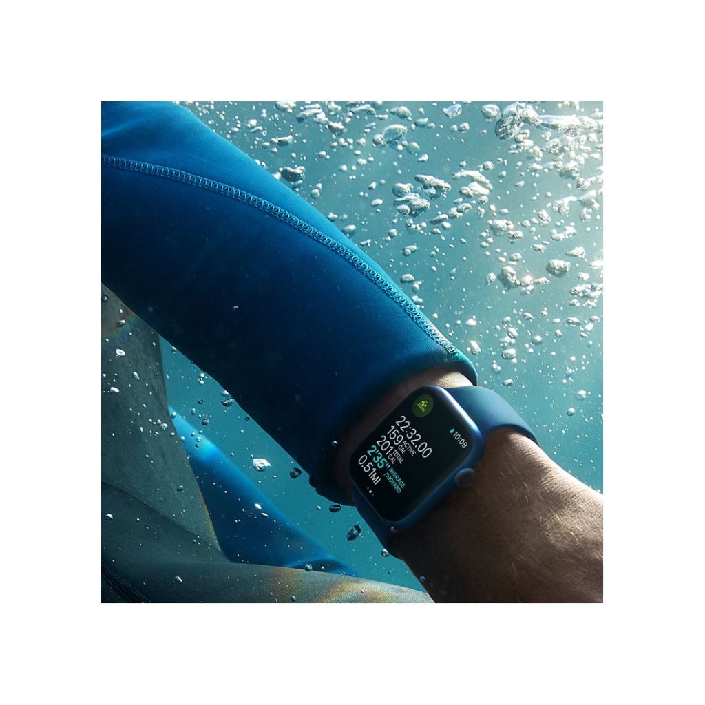 Apple Watch Series 7 GPS+Cellular 41mm kék aluminium tok, mély indigókék sportszíj (MKHU3HC/A)