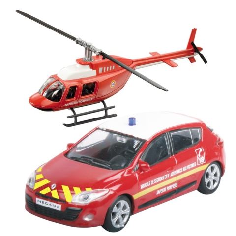 Mondo Toys Tűzoltó Renault Megane és helikopter fém modell szett (57007/RMT)