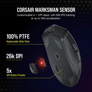 Corsair SABRE RGB PRO WIRELESS CHAMPION SERIES optikai Gaming egér fekete (CH-9313211-EU)