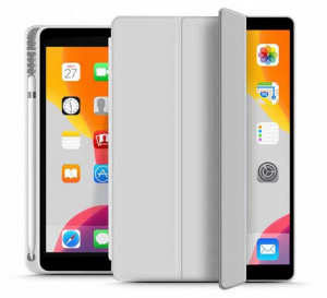 Haffner Apple iPad 10.2 (2019/2020) védőtok (Smart Case) on/off funkcióval, Apple Pencil tartóval - szürke (ECO csomagolás) (FN0253)