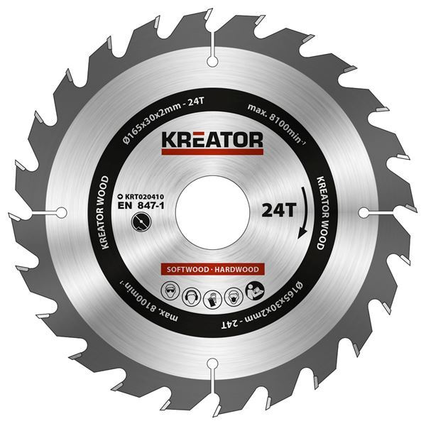 Kreator KRT020410 körfűrészlap 165mm 24T