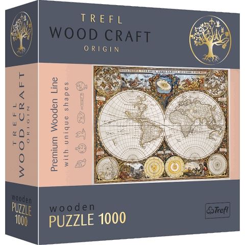 Trefl Wood Craft: Régi térkép 1000db-os prémium fa puzzle (20144)