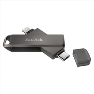 Pen Drive 128GB Type-C / Lightning SanDisk iXpand Flash Drive Luxe fekete (SDIX70N-128G-GN6NE / 186553)