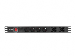 Lanberg PDU 19" 1U 16A 4 dugalj + 4X IEC C13 2m rack eloszt&oacute; fekete (PDU-04E04I-0200-BK)