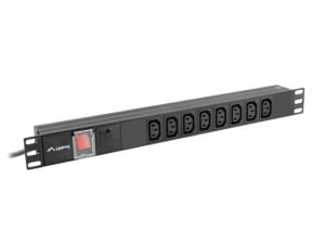 Lanberg PDU 19" 1U 16A 8x IEC C13 2m rack elosztó fekete (PDU-08I-0200-C20-BK)