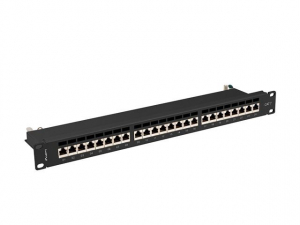 Lanberg Patch panel CAT7 FTP 24 PORT 1U 19" árnyékolt fekete (PPS7-1024-B)
