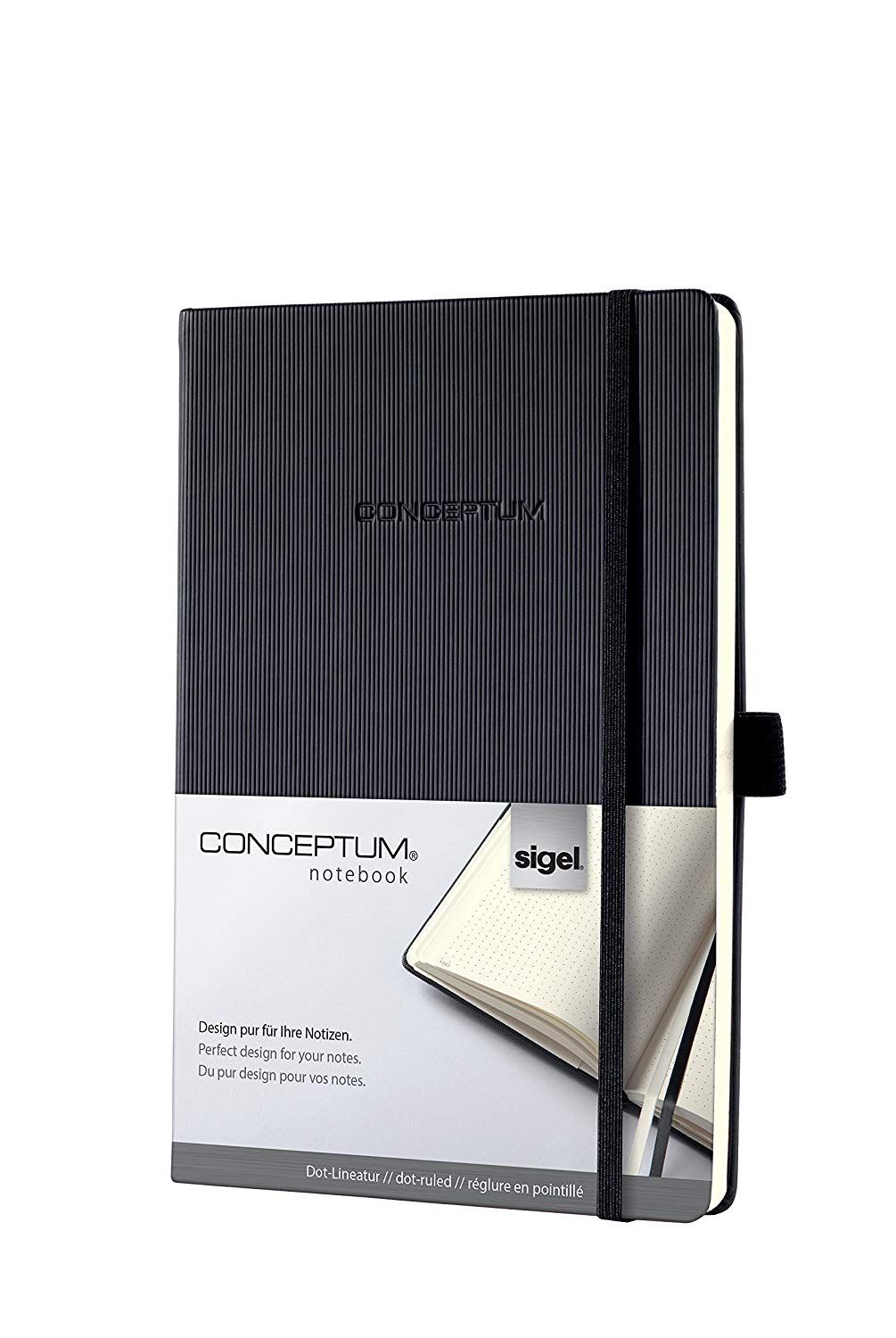 Sigel CO121 "Conceptum" jegyzetfüzet A5, kockás, fekete (SVC121)