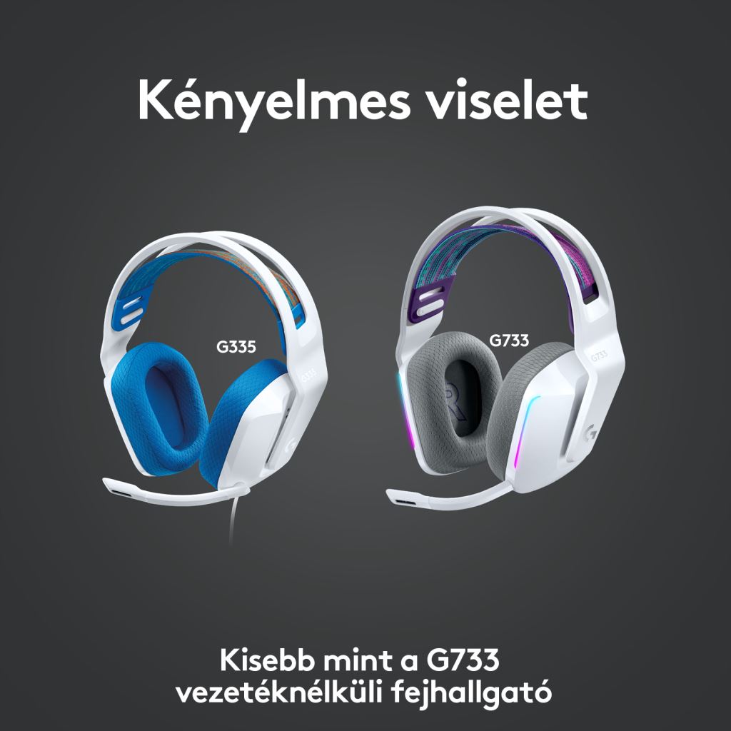 Logitech G335 játékhoz tervezett fejhallgató fehér (981-001018) 