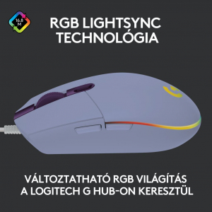 Logitech G102 LIGHTSYNC gaming egér lila (910-005854)