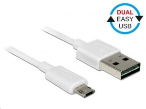 DeLock 84808 EASY USB 2.0 Type-A (male) - Micro Type-B (male) kábel 2m fehér