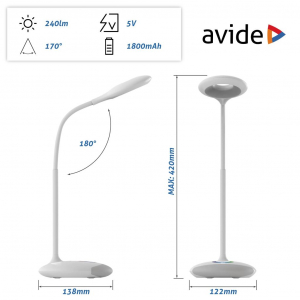 Avide LED asztali lámpa RGB fehér 4W (ABLDLRGB-4W)