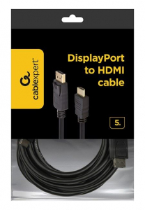 Gembird Displayport -> HDMI M/M kábel 5m fekete (CC-DP-HDMI-5M)