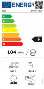Beko DSN05310X beépíthető mosogatógép
