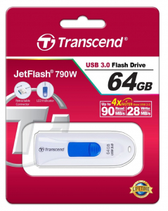 Pen Drive 64GB Transcend JetFlash 790W USB 3.0 fehér-kék (TS64GJF790W)