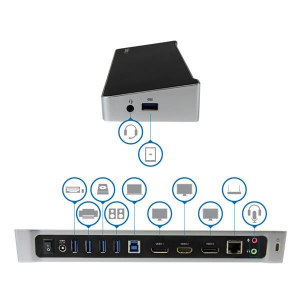 StarTech.com dokkoló állomás fekete-ezüst (USB3DOCKH2DP)