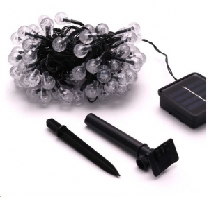 IRIS Buborékgömb alakú 23mm/8 programos/7m/IPX3 szabványos/meleg fehér/50db LED-es/napelemes fénydekoráció  (317-03)