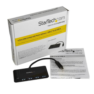 StarTech.com 4 portos USB 3.0 Hub fekete (HB30C4AFPD)