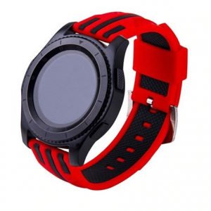 Mybandz szilikon óraszíj 22mm piros, fekete csíkokkal (22SKU6152)