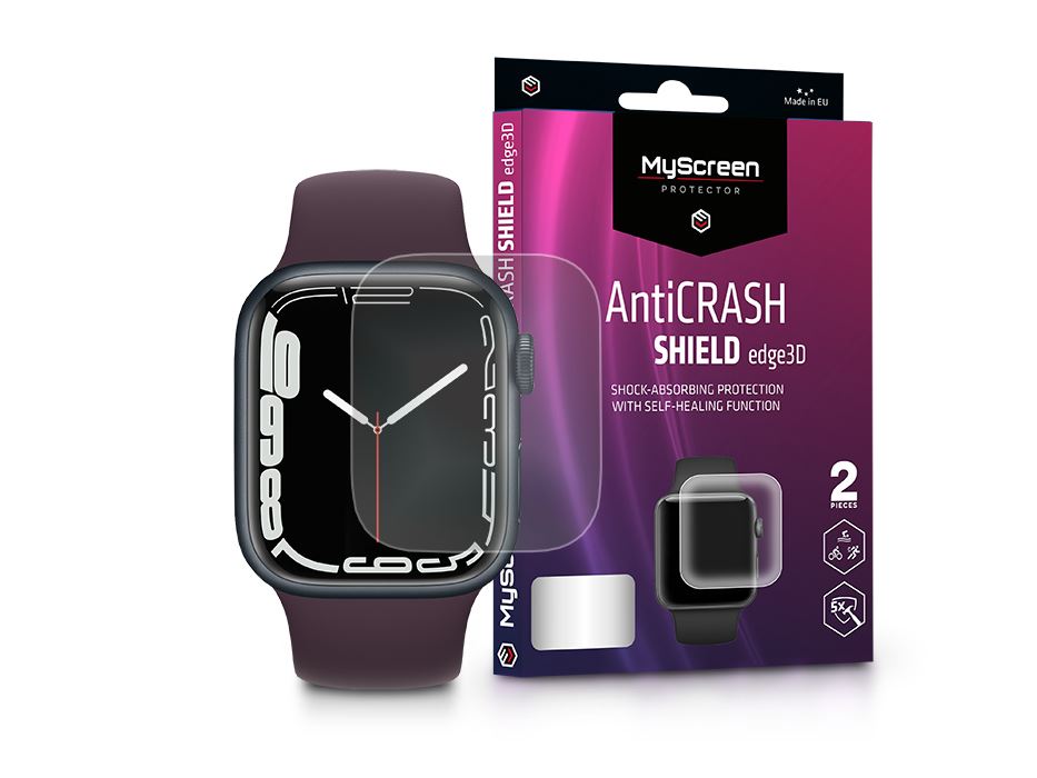 MyScreen Protector AntiCrash Shield Edge3D Apple Watch Series 7 (45mm) ütésálló kijelzővédő fólia 2db/csomag (LA-2050)
