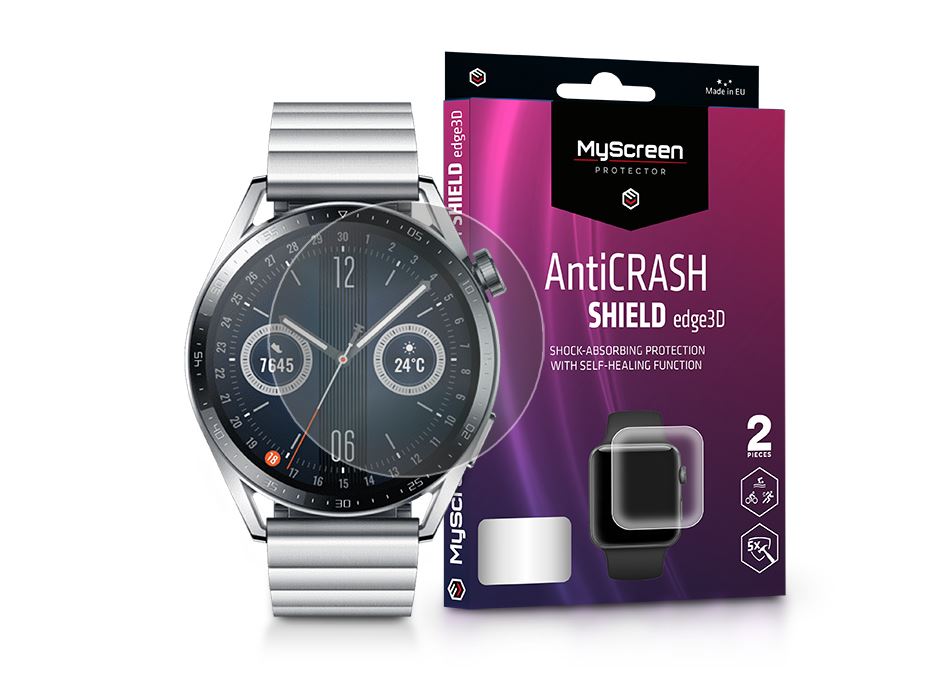 MyScreen Protector AntiCrash Shield Edge3D Huawei Watch GT 3 (46mm) ütésálló kijelzővédő fólia 2db/csomag (LA-2064)