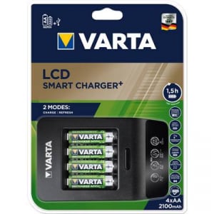 Varta LCD Smart-Plus NiMH Mikro (AAA), Ceruza (AA) Hengeres akku töltő Akkukkal