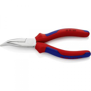 Fél-kerek csőrű fogó vágóéllel (Rádiófogó) 160 mm, hegyes, lapos pofa, Knipex 25 25 160