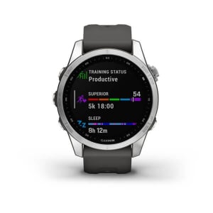 Garmin Fenix 7S okosóra ezüst, grafit színű szilikon szíjjal (010-02539-01)