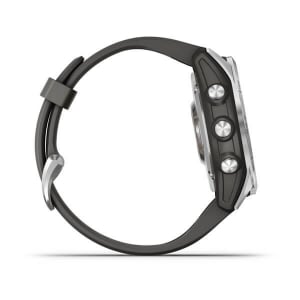 Garmin Fenix 7S okosóra ezüst, grafit színű szilikon szíjjal (010-02539-01)