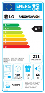 LG RH80V3AV0N hőszivattyús szárítógép