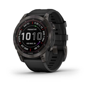 Garmin Fenix 7 Sapphire Solar okosóra fekete DLC titánium, fekete színű szilikon szíjjal (010-02540-35)