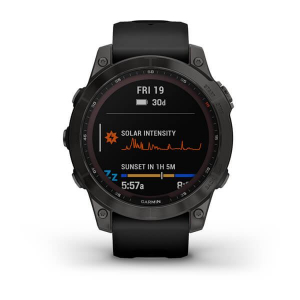 Garmin Fenix 7 Sapphire Solar okosóra fekete DLC titánium, fekete színű szilikon szíjjal (010-02540-35)