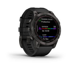Garmin Fenix 7 Sapphire Solar okosóra fekete DLC titánium, fekete színű szilikon szíjjal (010-02540-35)