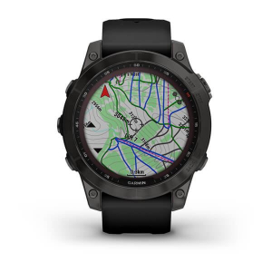 Garmin Fenix 7 Sapphire Solar okosóra fekete DLC titánium, fekete színű szilikon szíjjal (010-02540-35)