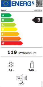 Bosch KGE398IBP alulfagyasztós hűtőszekrény