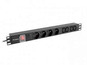 Lanberg PDU 19" 1U 16A 4 dugalj + 4X IEC C13 2m rack eloszt&oacute; fekete (PDU-04E04I-0200-BK)