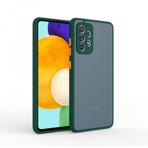 Cellect Samsung Galaxy A42 5G áttetsző tok zöld kerettel, narancssárga gombokkal (CEL-MATT-A42-5GGO)