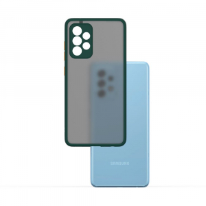 Cellect Samsung Galaxy A42 5G áttetsző tok zöld kerettel, narancssárga gombokkal (CEL-MATT-A42-5GGO)