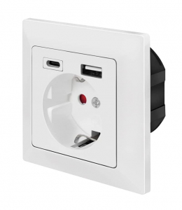 Logilink fali csatlakoz&oacute; aljzat + 1xUSB-A 1xUSB-C (PA0262)