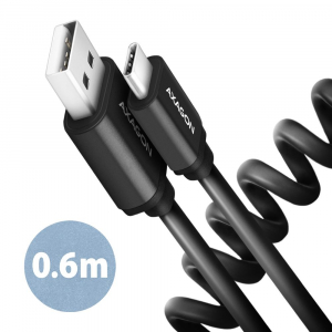 Axagon BUCM-AM10TB Twister USB-C - USB-A adat- &eacute;s t&ouml;ltők&aacute;bel 0.6m fekete
