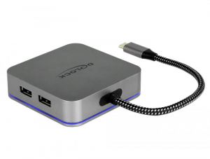 Delock USB-C dokkoló állomás mobil eszközökhöz 4K - HDMI / Hub / LAN / PD 3.0 LED kijelzővel (87742)