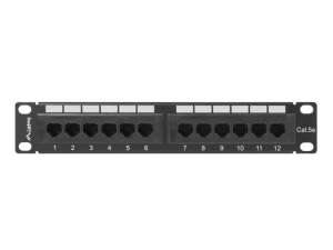 Lanberg Patch panel CAT5e 12 PORT 1U 10" fekete (PPU5-9012-B)