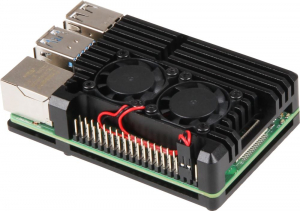 Joy-it Armor Case Block Active Raspberry Pi 4 B hűtőborda ventilátorral fekete (RB-ALUCASEP4+07FAN)