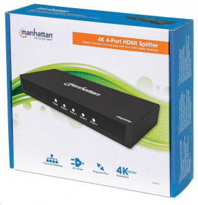 Manhattan AV elosztó splitter HDMI 2.0 1x4 4K*2K UHD 60Hz HDR (207805)