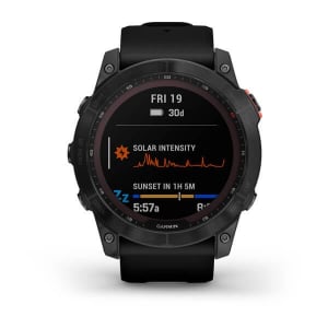 Garmin Fenix 7X Solar okosóra Palaszürke, fekete színű szilikon szíjjal (010-02541-01)