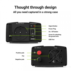 Green Cell Car Power Inverter Converter 12V - 230V 300W/600W Pure sine (INV05DE)