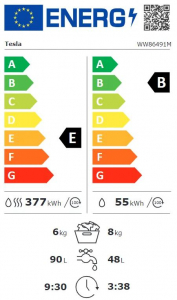 Tesla WW86491M elöltöltős mosó-szárítógép fehér