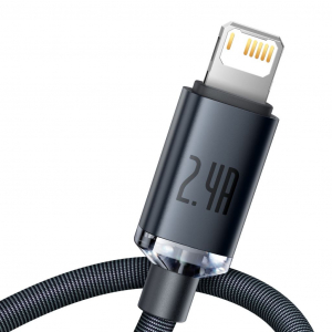 Baseus Crystal Shine USB-Lightning töltőkábel , 2,4A, 2m, fekete (CAJY000101)